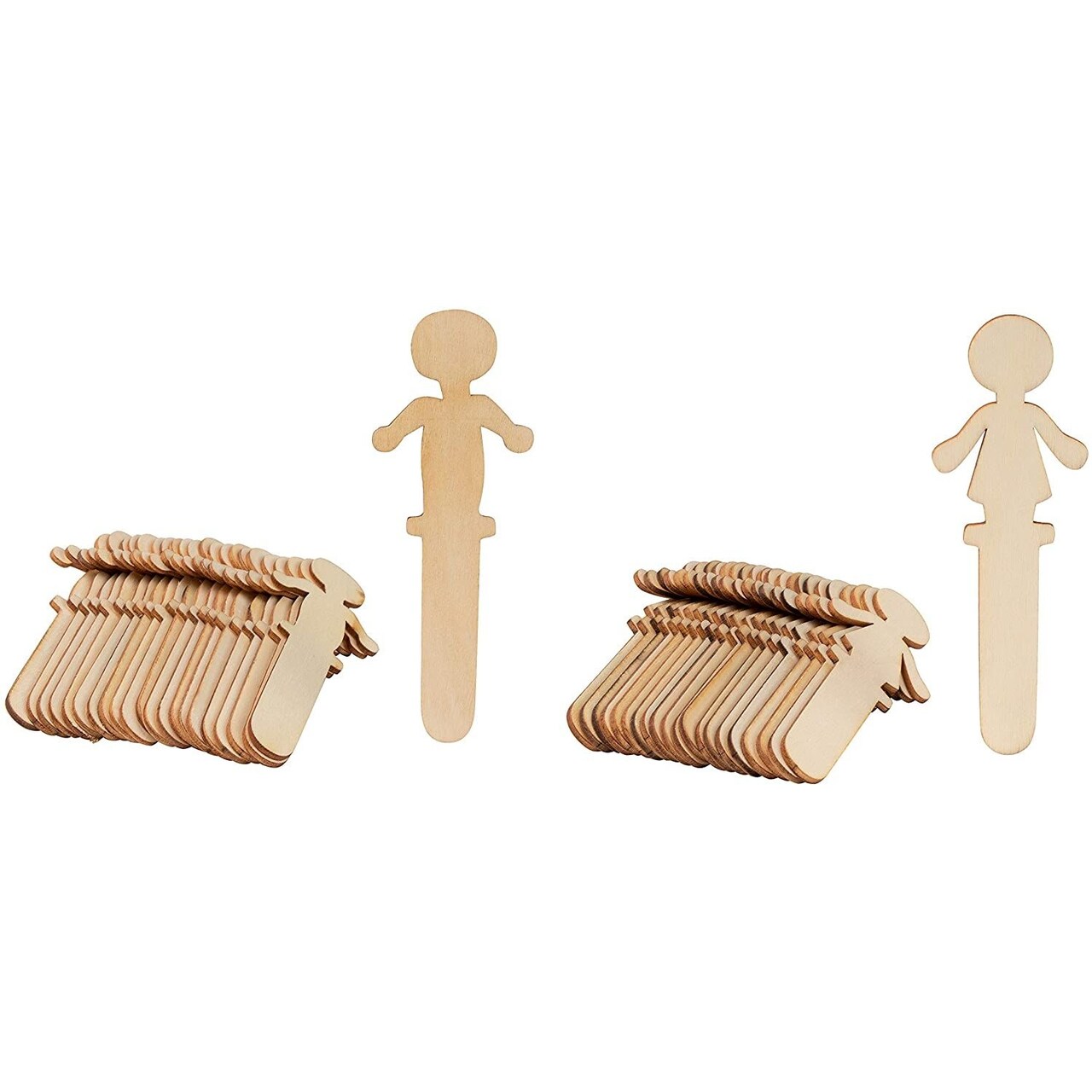 Juvale Wooden People Popsicle Sticks - 100-Pack, 5.8 x 2 x 0.1 in People-Shaped Unfinished Poplar Wood for DIY Art Set & Kids Craft Supplies